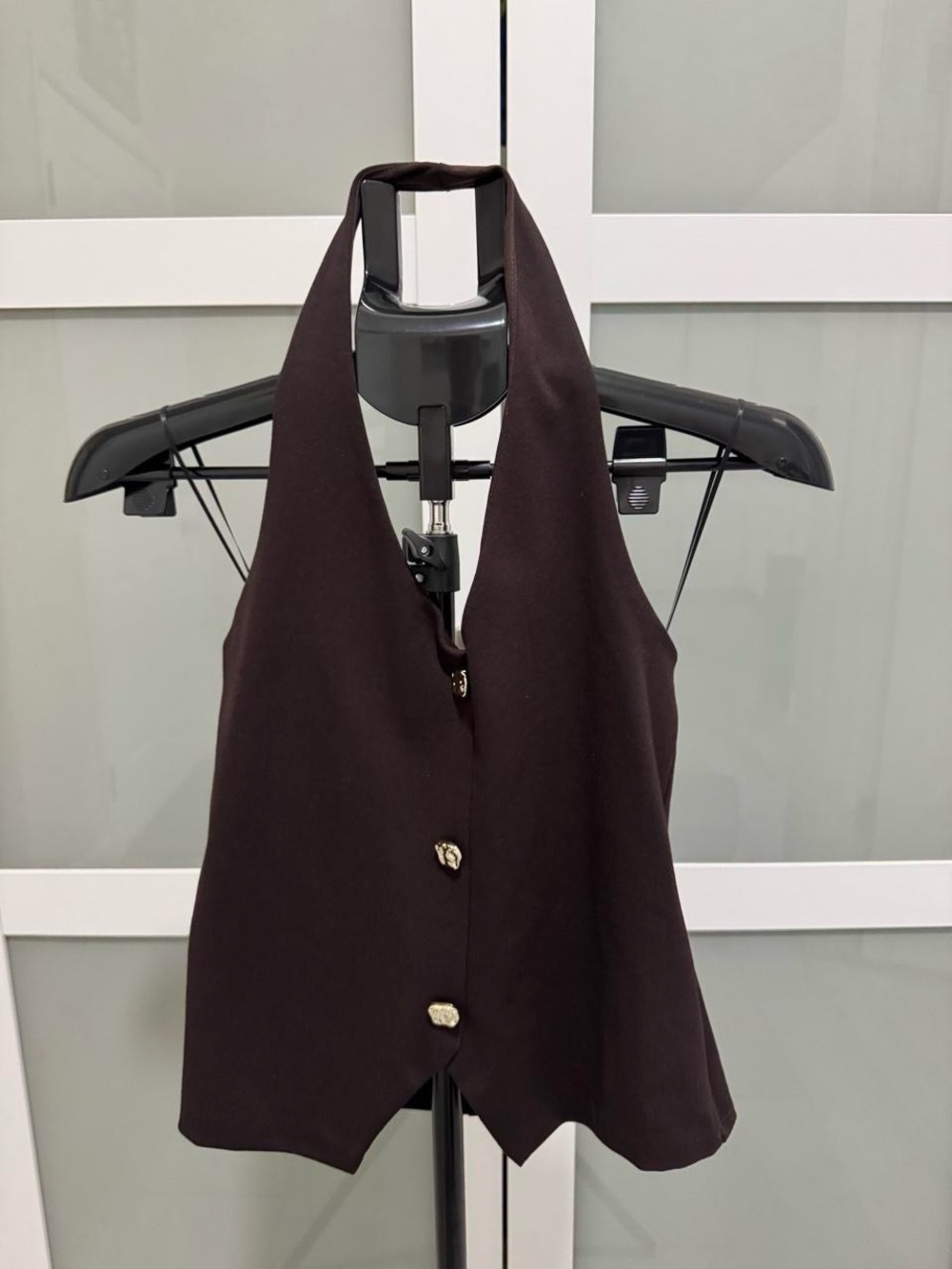 All Saints Brown Halter Button-Front Camisole